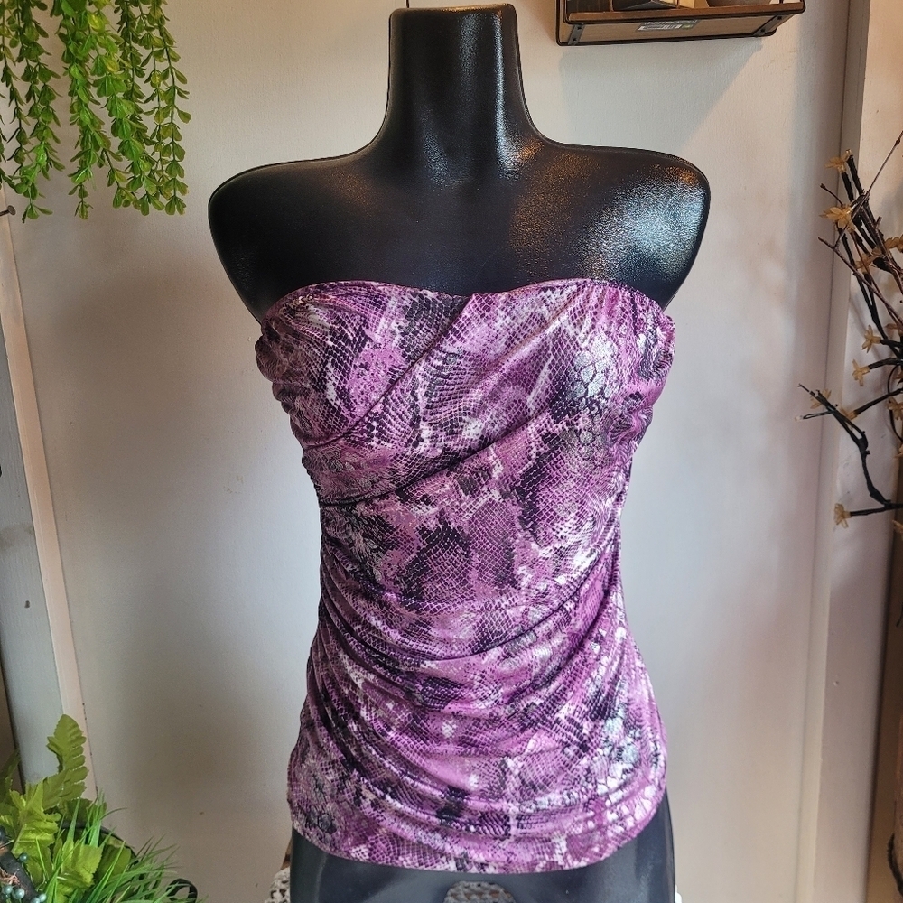 Kismet Purple and Black Snakeskin Look Sleeveless Tube Top Size M